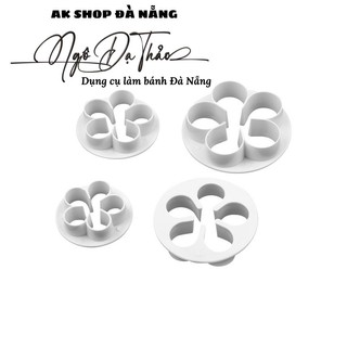 Set khuôn nhấn cutter nhựa tròn HOA HỒNG ( AKSHOPCAMLE 2601.003 )