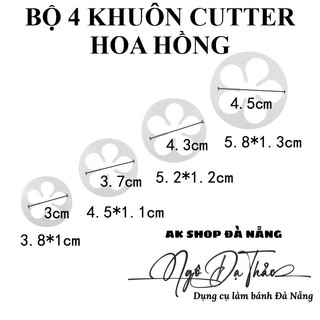 Set khuôn nhấn cutter nhựa tròn HOA HỒNG ( AKSHOPCAMLE 2601.003 )
