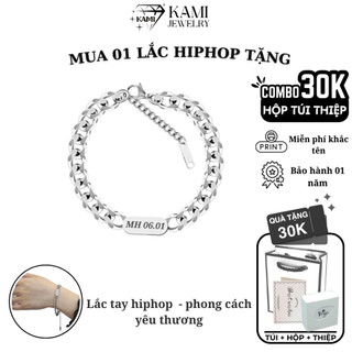  Lắc tay HIPHOP nam nữ chất liệu titan không rỉ sét miễn phí khắc tên  kèm hộp + túi xách  