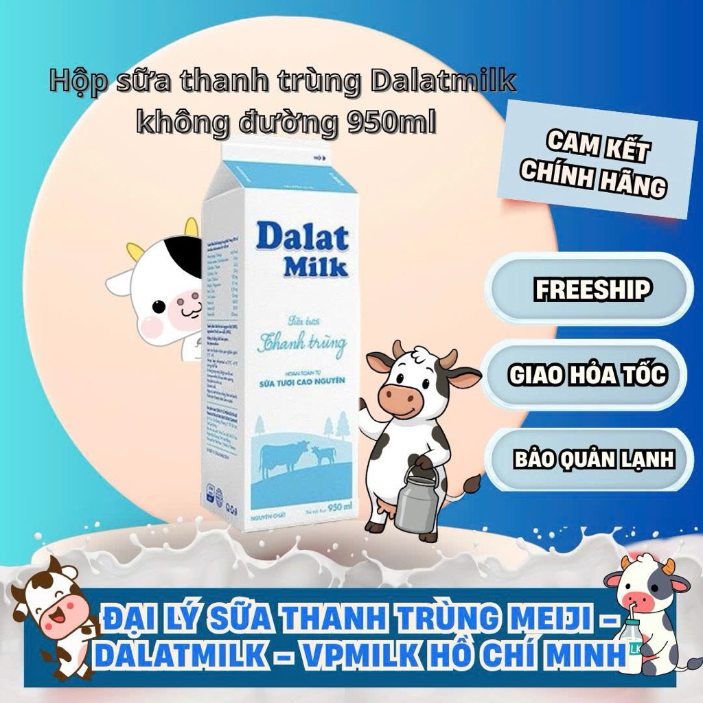 Sữa Thanh Trùng Dalat Milk Không Đường 950ml