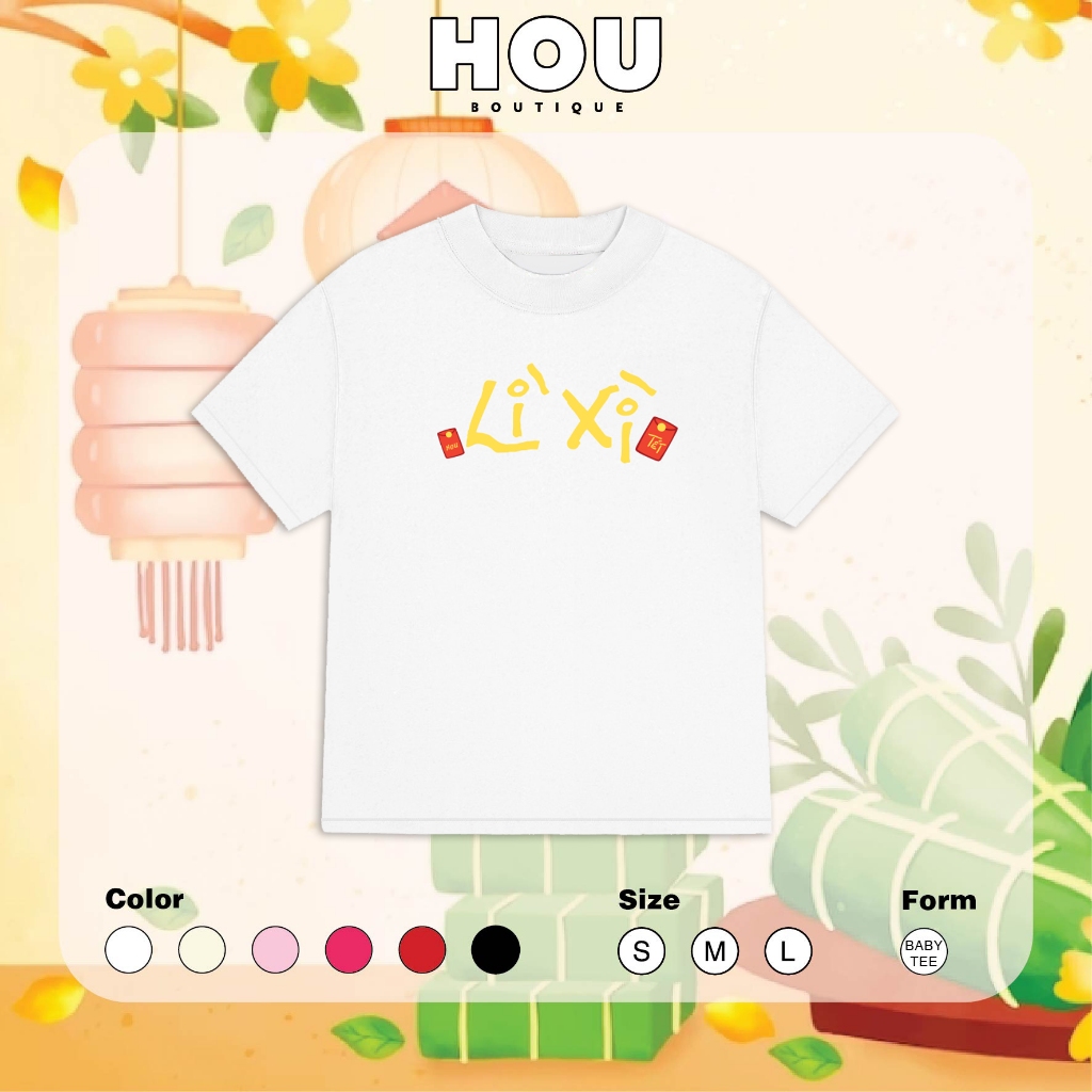 [Bst TẾT] Áo Thun Nữ Babytee Dáng Vừa, Thun Cotton 2 Chiều, Cổ Tròn HOU boutique Mẫu Lì Xì ( AT 105 