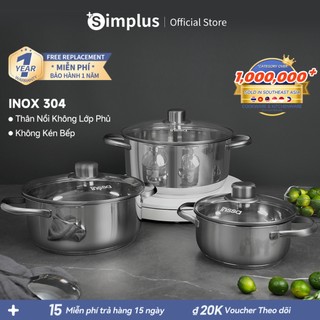  Simplus Nồi Nấu Canh Bằng Thép Không Gỉ 16cm 20cm 24cm GUOJ034 