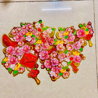 Set 2 Cành Hoa Đ ào Dán Cửa Trang trí Tết 31cmx50cm cành