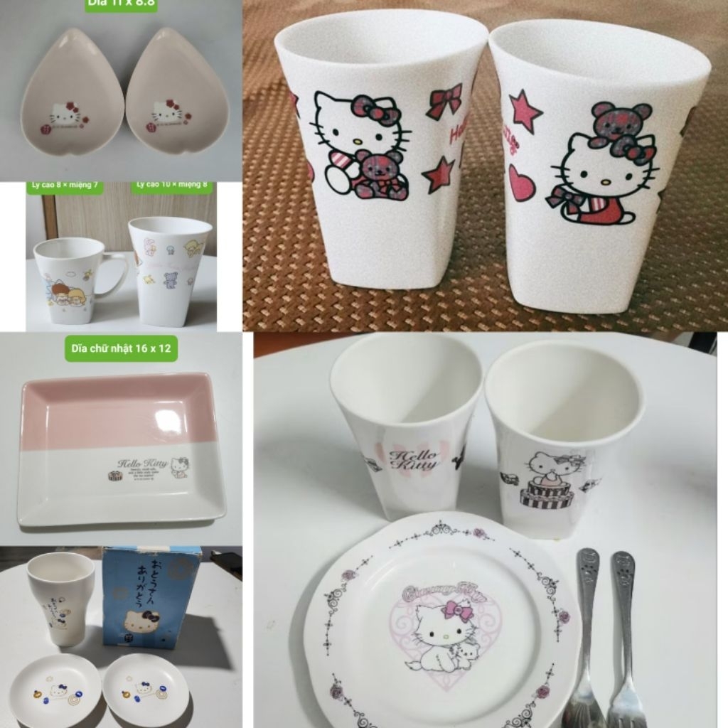 Dĩa, Ly Hello Kitty, Ly Twin Hoạt Hình Disney Siêu Xinh