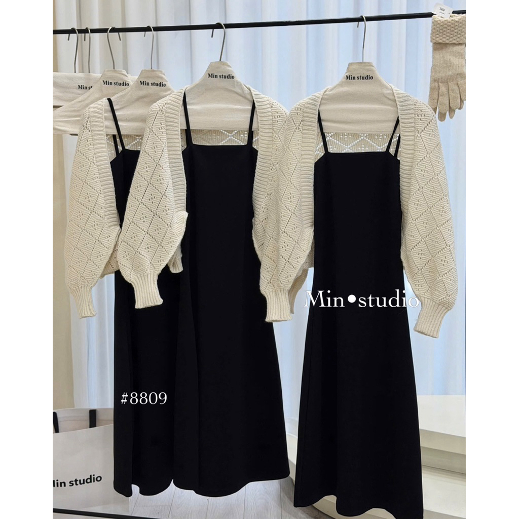 Set Váy 2s Phối Cadigan Len Đan Ren MIN • Melanie Studio
