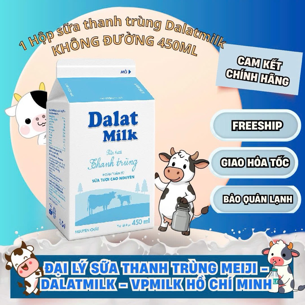 Sữa Thanh Trùng Dalat Milk Không Đường 450ml