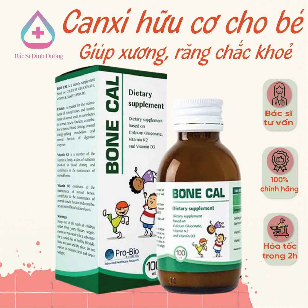 [ Giá rẻ nhất ] Canxi Hữu Cơ Cho Bé Bone Cal Giúp Xương Chắc Khỏe & Phát Triển Chiều Cao Tối Ưu (Cha