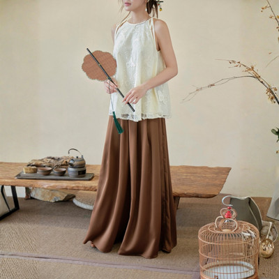 TUBYCATU Quần Lụa Ôn Miên Form Suông Ống Rộng