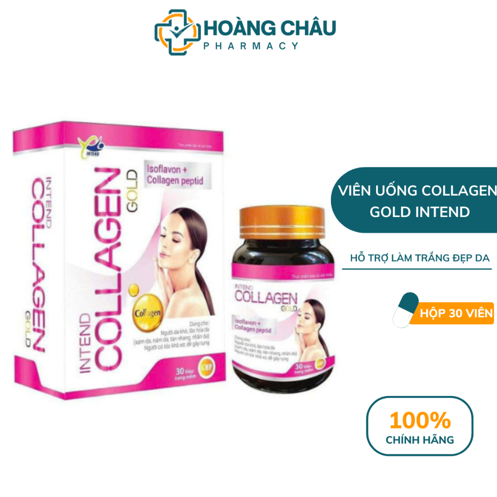 Viên Uống Collagen Gold Intend – Hỗ Trợ Làm Trắng Da, Giúp Da Mịn Màng, Giảm Thâm Nám, Lọ 30 VIên