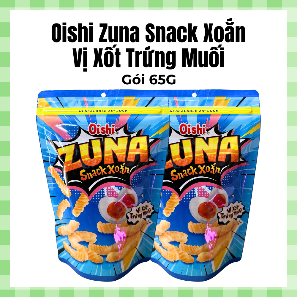 Bánh Oishi Zuna Xoắn Vị Xốt Trứng Muối, gói 65G