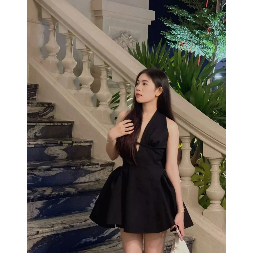 Đầm Cổ V Xếp Li “Không Ren” Tùng Eo Xoè Sexy Sang Trọng Dự Tiệc Kieupham.shop | BigBuy360 - bigbuy360.vn