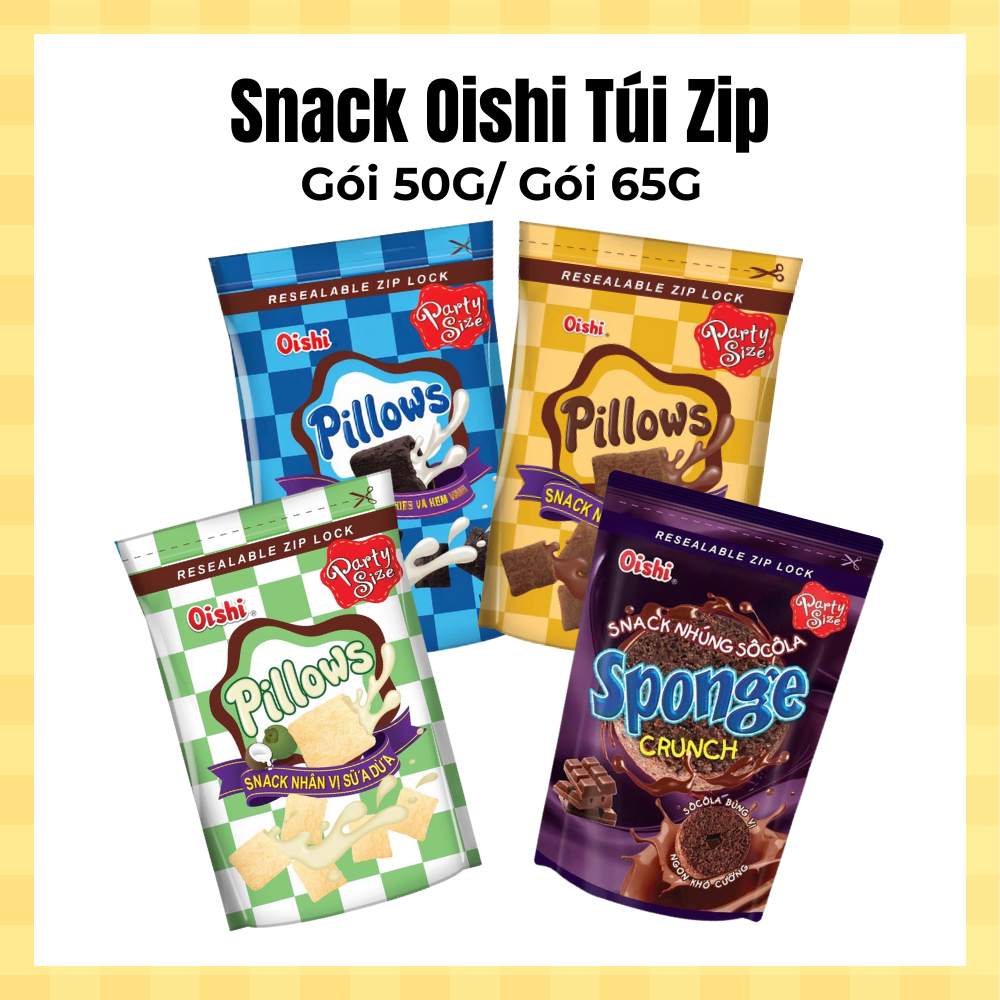 [Combo Ngẫu Nhiên] Bánh Snack Oishi Túi Zip, Bánh Khoai Tây Flutes, Bánh Zuna Xoắn, Bánh Đậu Xanh Nư