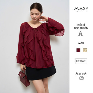    NEW ARRIVAL   Áo kiểu nữ voan tơ bèo cổ V chất tơ ánh kim Fairy Top Maxy Workshop 