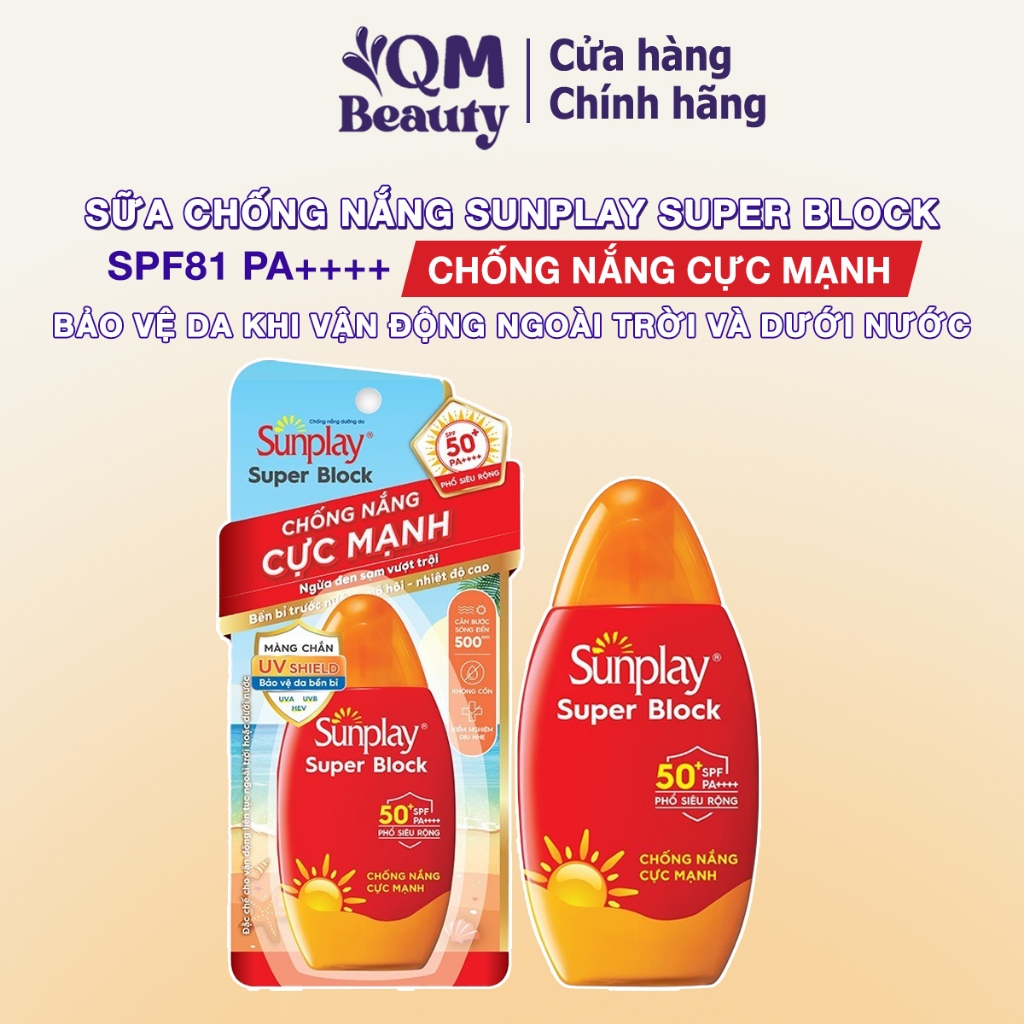 Kem chống nắng Sunplay cực mạnh dạng sữa chống nắng Sunplay Super Block SPF 81 PA++++ kháng nước cao