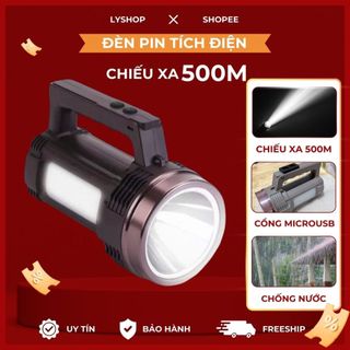  Đèn Pin Siêu Sáng Chiếu Xa 500m Đèn Pin Trâu Chống Nước Pin Dung Lượng Lớn Bền Bỉ Bảo Hành 12 Tháng 