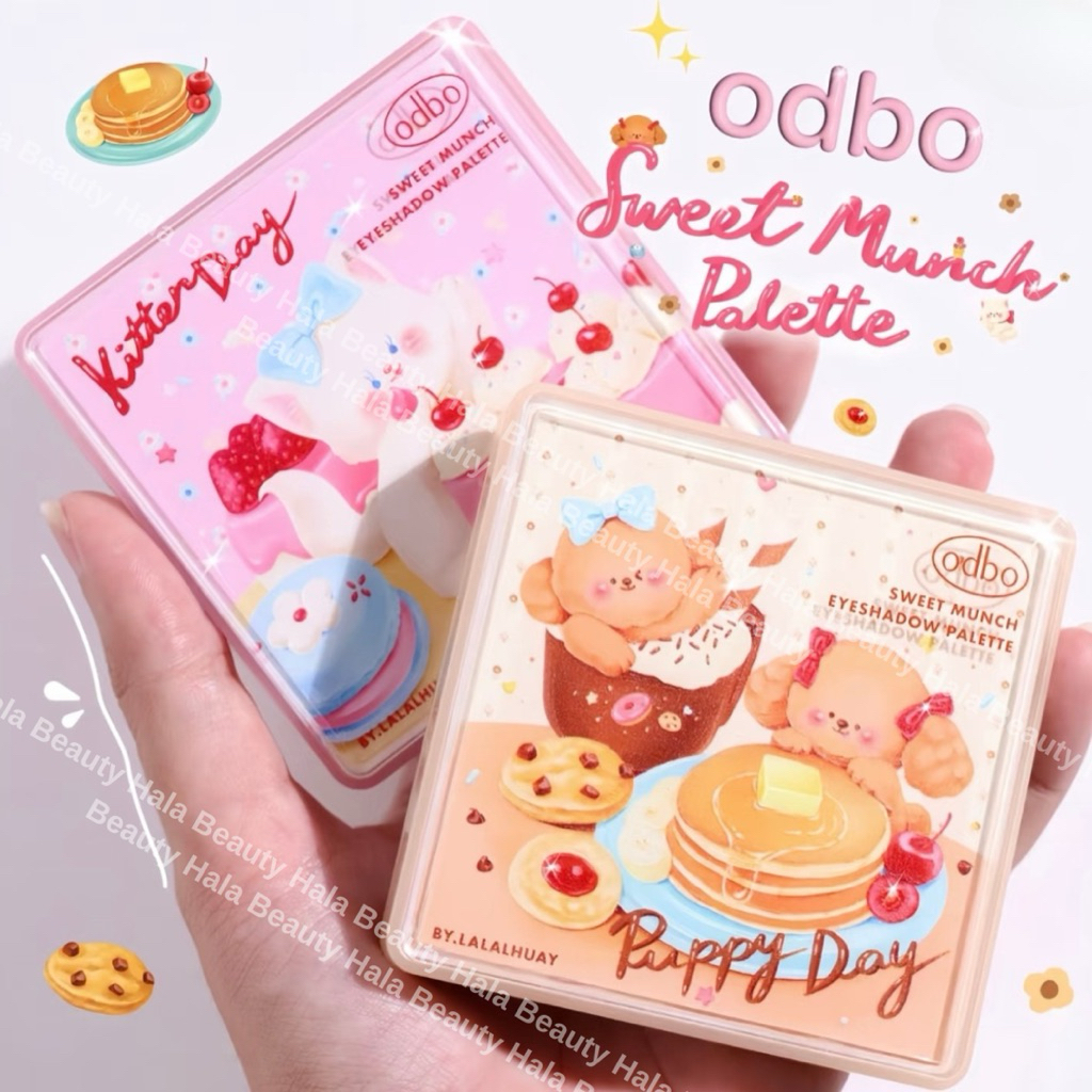 [ODBO] Bảng Phấn Mắt 9 Ô Odbo OD2024 Kitten Day & Puppy Day Mèo & Cún Con Cho Mắt, Má Hồng Thái Lan