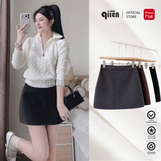  Váy Chữ A Dạ Ép Nữ QIIEN Chân Váy Ngắn Dạ Ép Dày Dặn Mềm Ấm Giữ Form Đẹp Tôn Eo Chân Dài. 