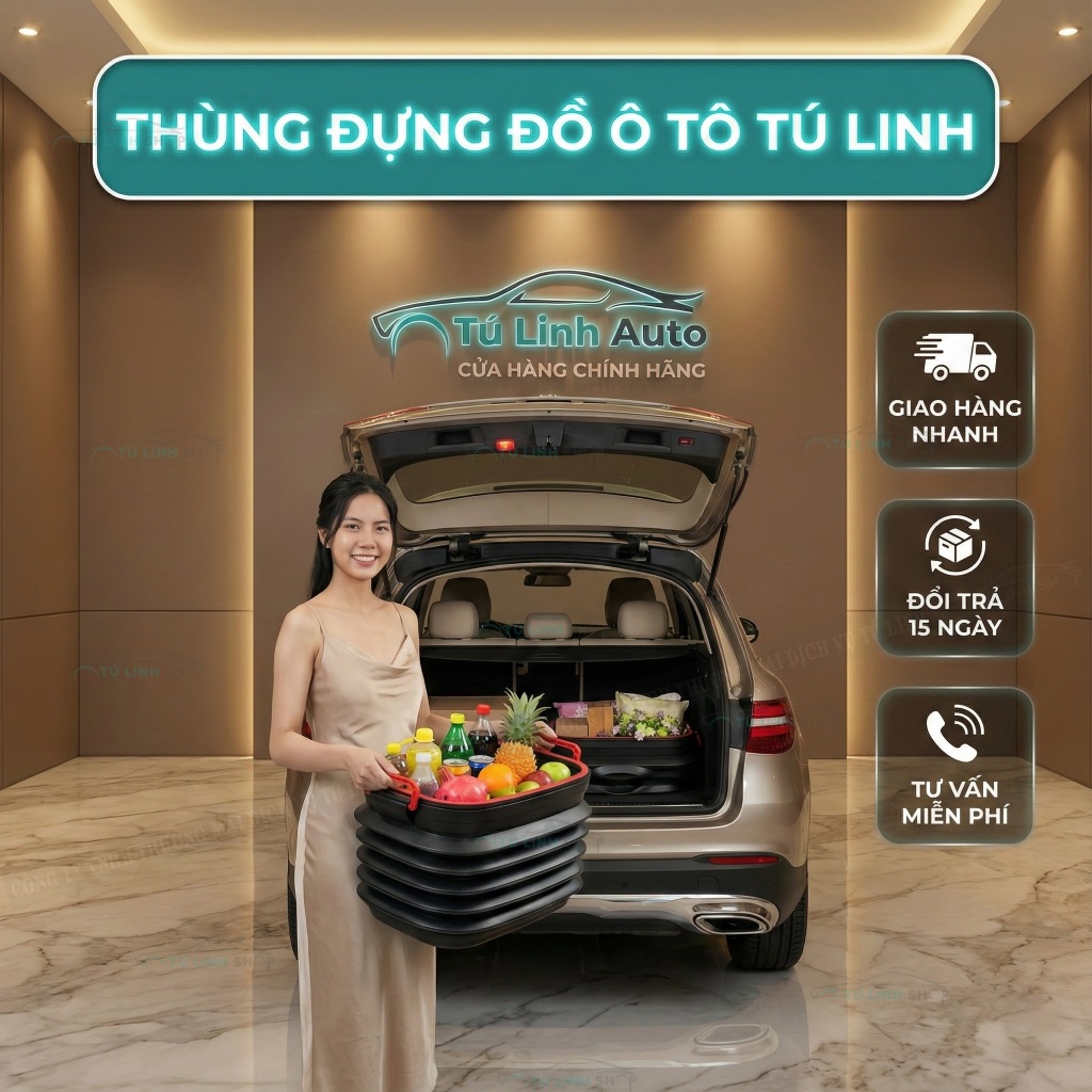 Thùng đựng đồ Ô Tô để cốp có thể gập gọn - dung tích 40L