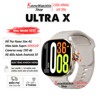  Đồng Hồ Thông Minh Lắp Sim 4G ULTRA X Màn AMOLED Android Kết Nối Điện Thoại Tải APP Camera 