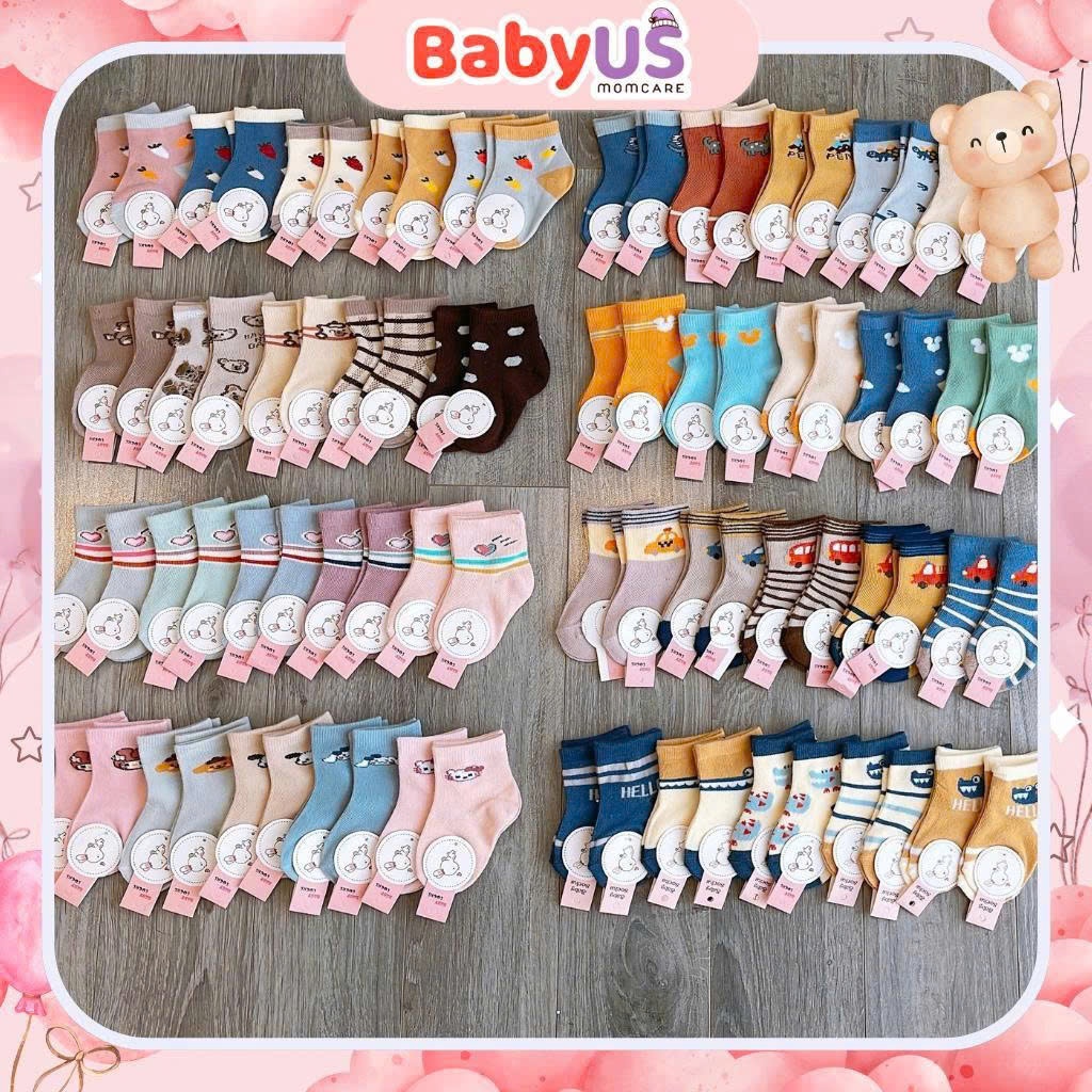 Set 10 đôi tất cho bé, set vớ nhiều họa tiết, set vớ nemo đủ màu cho bé [BabyUS]