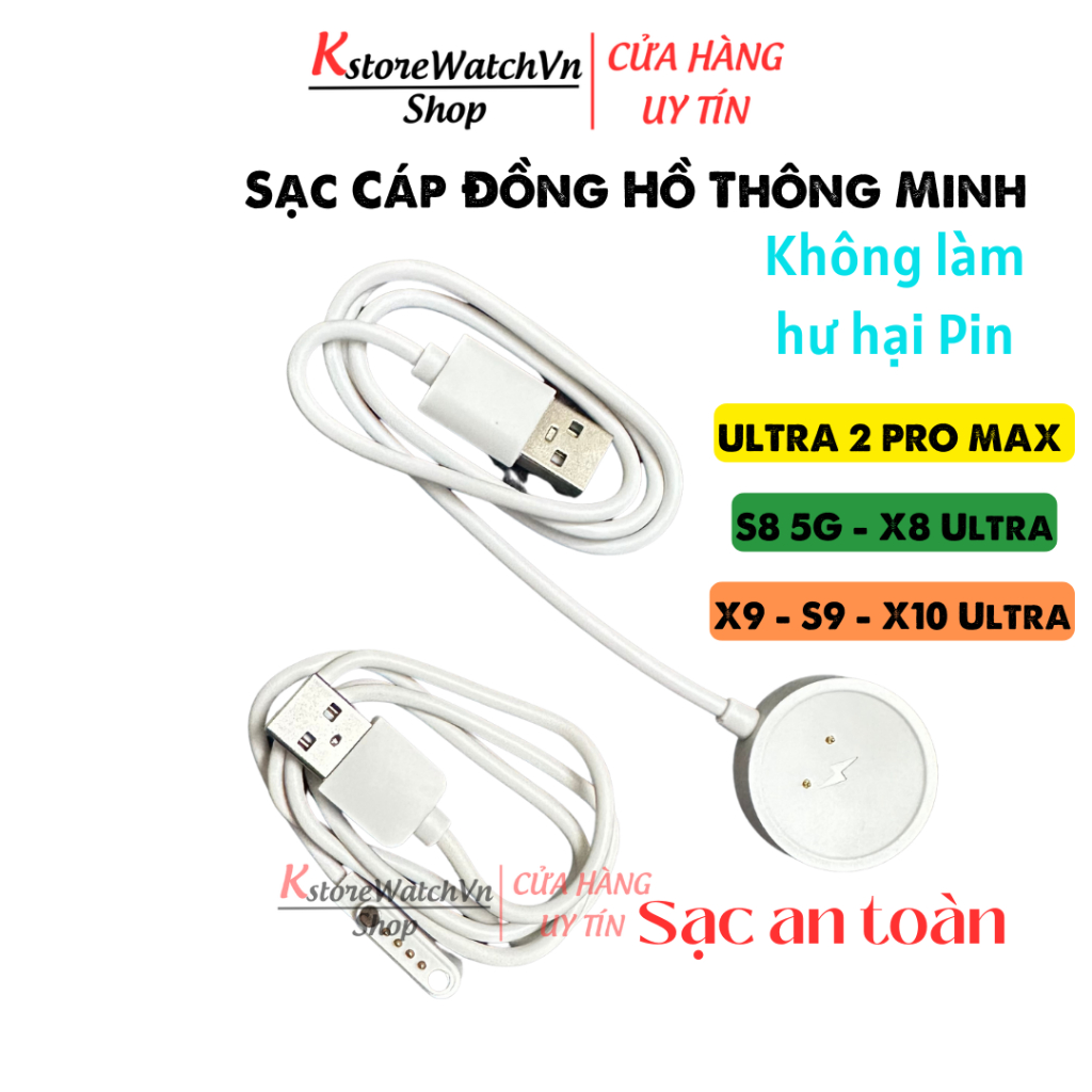 Cáp Sạc Đồng Hồ Thông Minh S8 Ultra 5G | S9 Ultra | X8 Ultra | X9 Ultra | X10 Ultra | Ultra 2 Pro