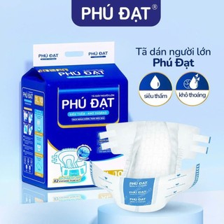  Tã Bỉm dán người già PHÚ ĐẠT 100 miếng Size M L từ 40_99kg có vách ngăn chống tràn 