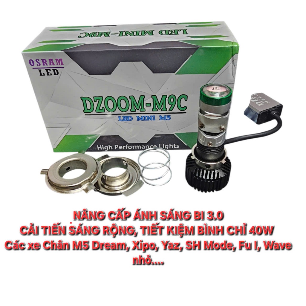 Led Pha Chân M5 - M9C DZOOM 40W 2025 - Lắp Xe Máy Dùng Điện 12V - GẤP 2-3 LẦN M8C, M9C ĐUÔI CÔNG  - 