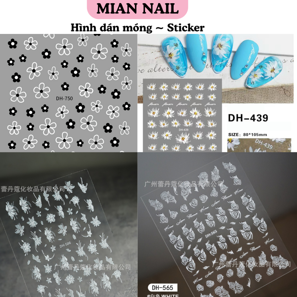 [Mua từ 2 tấm giá ưu đãi] Sticker dán móng các mẫu Hoa 3D quả nail