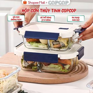  Hộp cơm thủy tinh COPCOP hộp cơm văn phòng hộp đựng cơm chống tràn chịu nhiệt tốt dùng lò vi sóng 