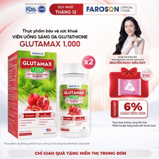   2Hộp  TPBVSK Viên Uống Trắng Da Glutathione Faroson Glutamax 1000 Sáng Da Giảm Nám Hộp 30 Viên 