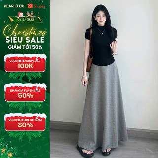  Chân váy len lông thỏ chữ A dáng dài PEAR.CLUB chân váy suông BIGSIZE chất mềm mịn dày dặn mặc mùa thu đông đi làm 