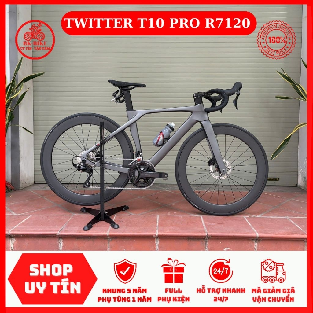 Xe Đạp TWITTER T10 PRO R7120 • Full Carbon, 8 món Shimano, moay-ơ 6 bạc cối nổ