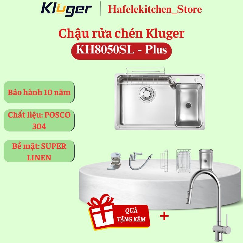 Chậu rửa bát Kluger KH8050SL Plus thuộc dòng HARU Series tặng vòi rửa bát