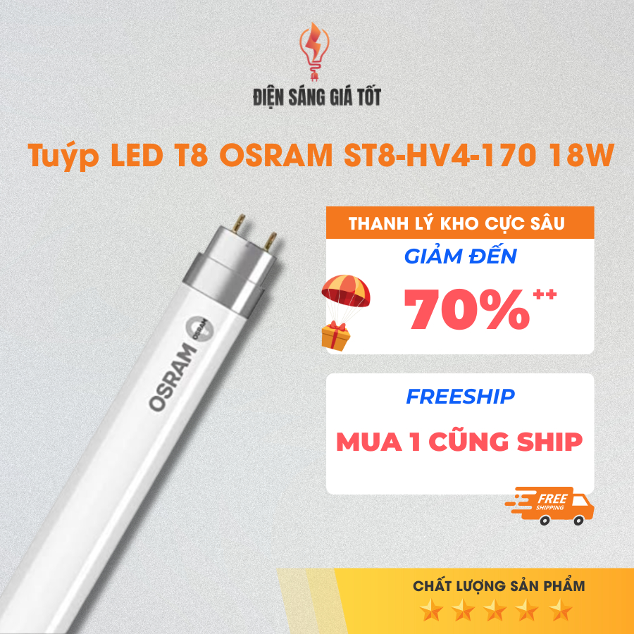 Bóng Tuýp LED T8 OSRAM ST8-HV4-170 18W 840 Ánh Sáng Trắng 230V AC G6 AP – Tiết Kiệm Điện, Độ Sáng Ca