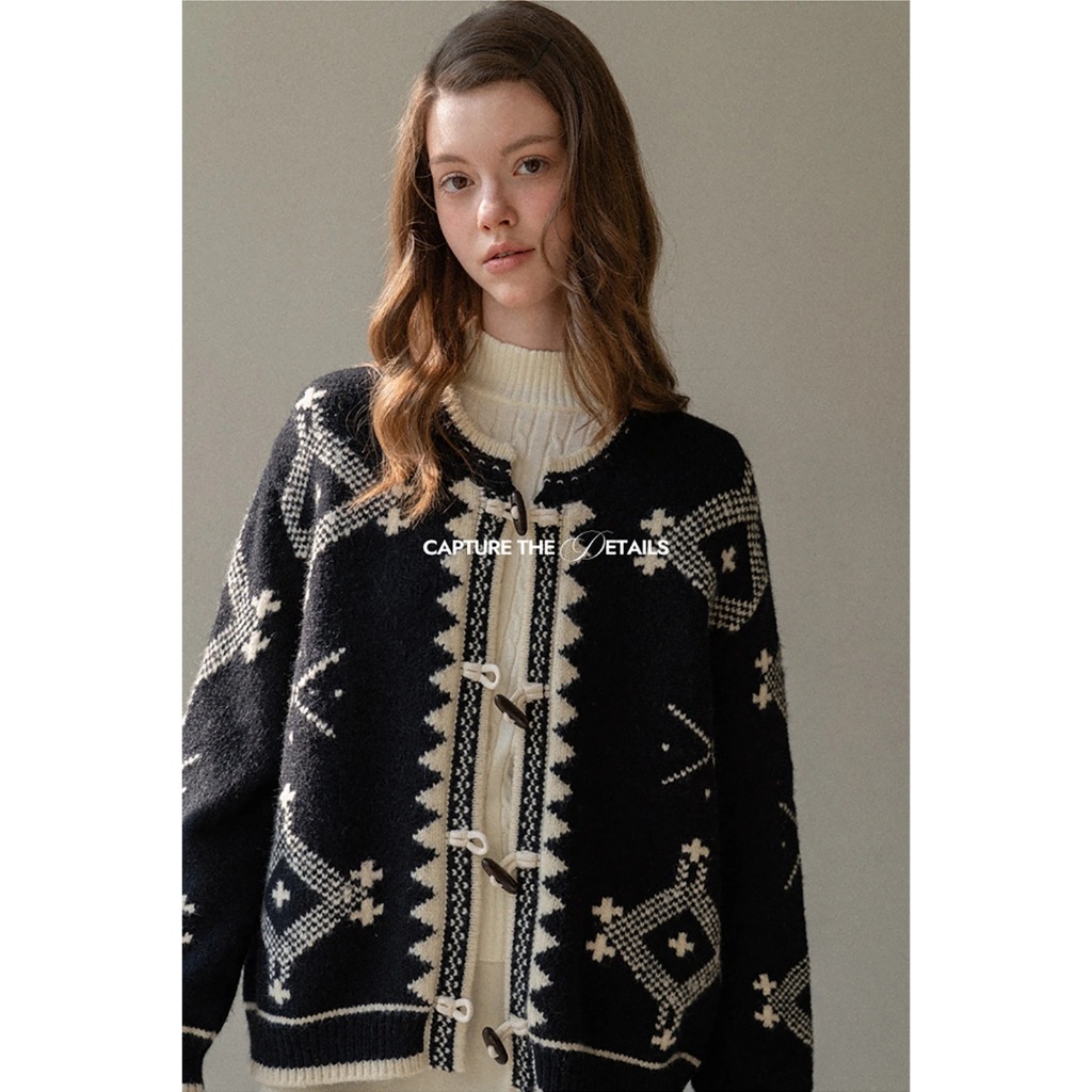 [EGGKA] Áo len cardigan cài nút