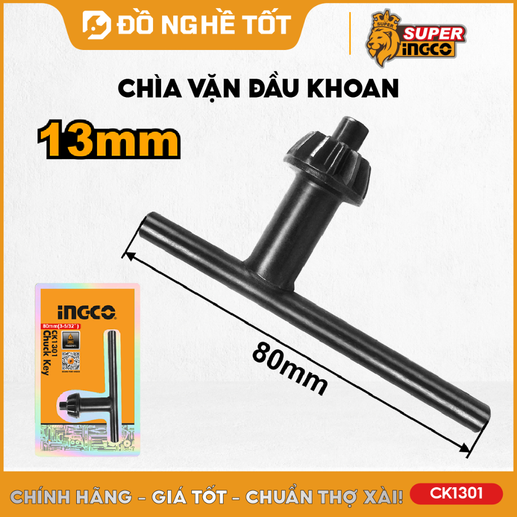 Chìa vặn đầu khoan 13ly INGCO CK1301, tay vặn mở máy khoan, dụng cụ vặn mở mũi khoan
