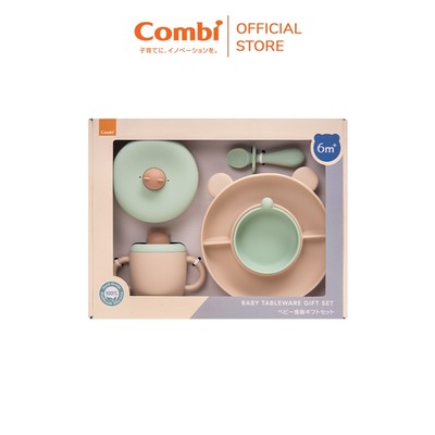 Bộ ăn dặm Combi silicone platinum hình gấu