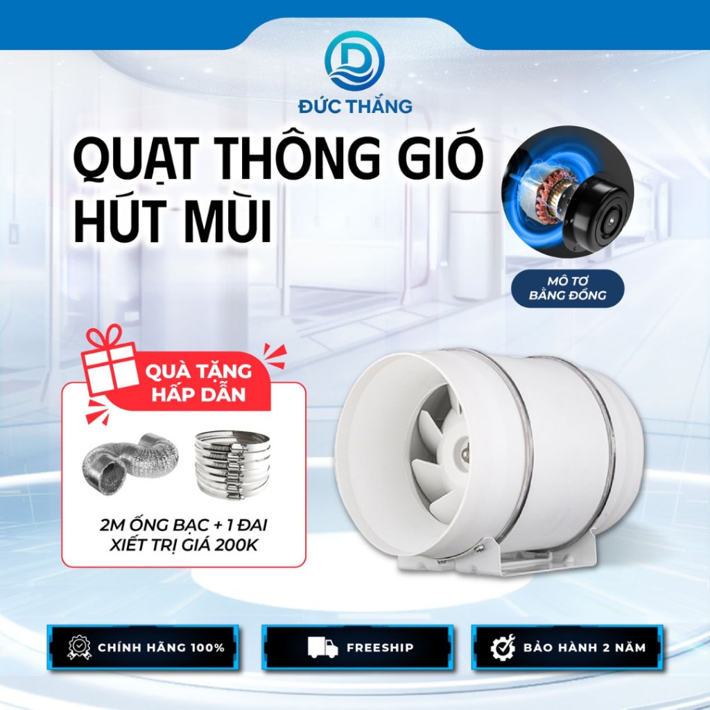 Quạt thông gió hút mùi Đức Thắng HF100–HF300 chính hãng – hút khói bếp mạnh, tiết kiệm điện, chạy êm