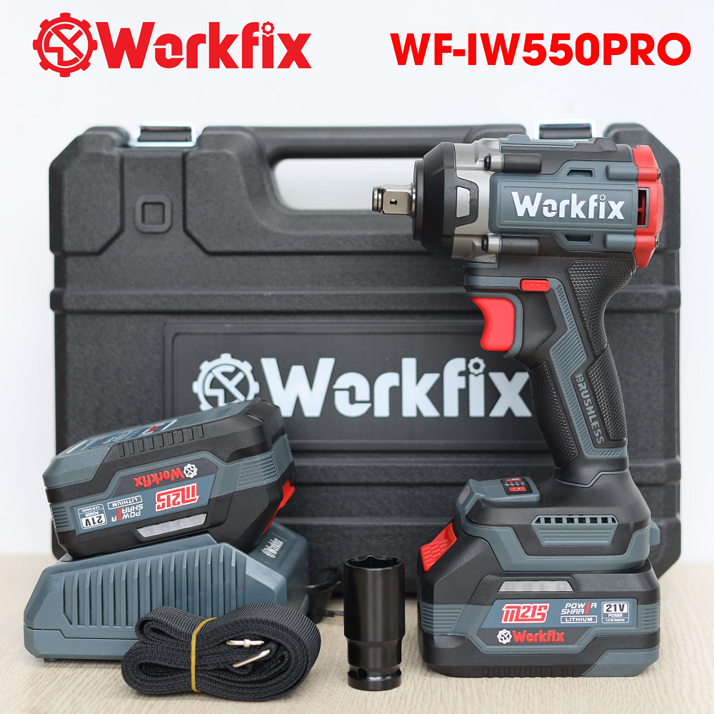 [FREE SHIP] Máy Siết Bulong Pin Workfix WF-IW550 PRO, Lực siết siêu lớn 550NM Mở Vặn Ốc Xe Tải