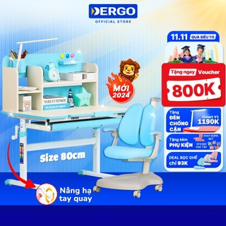   Quà + Voucher 800K  Bộ Bàn Ghế Học Sinh DERGO LEO A80 + Ghế C5D Bàn Học Thông Minh Chống Gù Chống Cận Nâng Hạ Cho Bé 