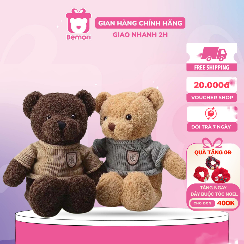 Gấu bông teddy head tales Bemori thú bông teddy nâu vàng dễ thương cao cấp