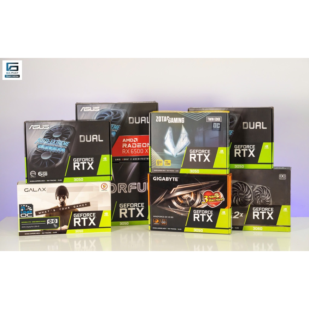 Card màn hình VGA RTX 3050 6GB / 8GB Gigabyte Asus MSI Zotac Galax New 100% Bảo hành 36 Tháng
