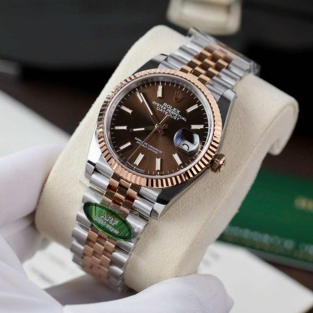 Rolex Datejust 36mm mặt chocolate - ARF - thép 904l - kính saphire nguyên khối - máy Cal.3235 chế tá