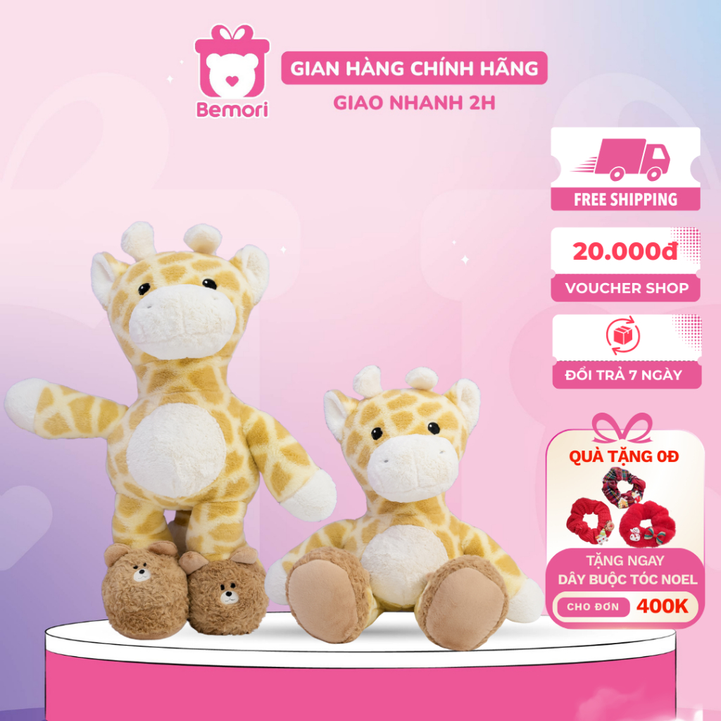 Gấu bông hươu cao cổ Bemori thú nhồi bông huơu cao cổ chân gấu mềm mịn cao cấp