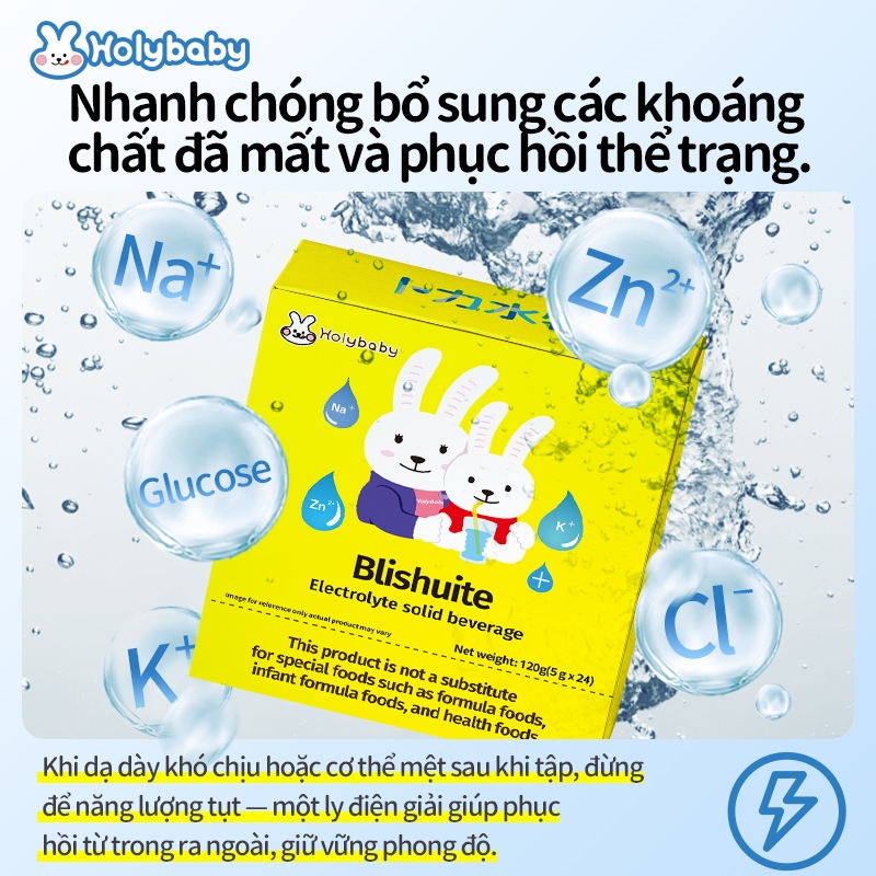 Holybaby Bột Pha Nước Bù Điện Giải Cho Bé - Bổ Sung Glucose, Hỗ Trợ Bù Nước Nhanh, Giúp Bé Ăn Ngon, 