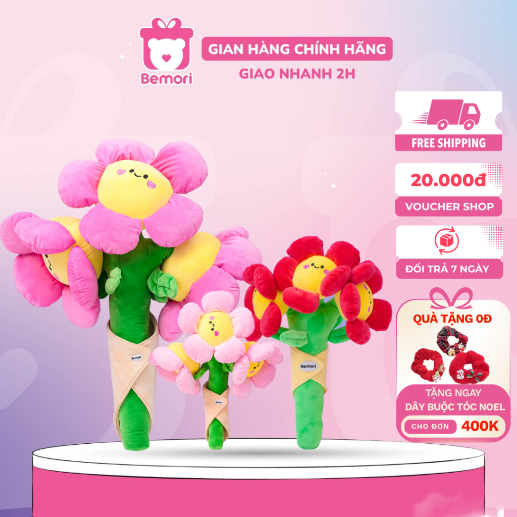 Bó Hoa Mặt Cười Nhồi Bông Bemori Gấu Bông Chậu Hoa Mặt Cười Khổng Lồ Cao Cấp
