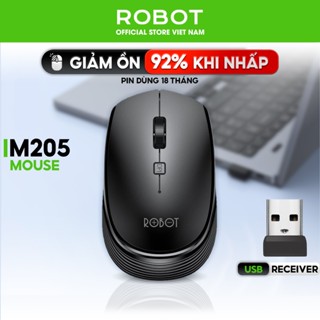  Chuột Không Dây ROBOT M205 - USB 2.4Ghz Nhỏ Gọn Có Nút Tùy Chỉnh Độ Phân Giải Phù Hợp PC  Laptop 