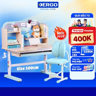   MỚI + VOUCHER 400K  Bộ Bàn Học DERGO LEO E100 Thông Minh Chống Gù Chống Cận Cao Cấp Phù hợp Bé 3-14 Tuổi 