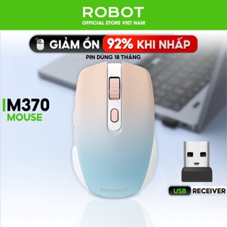  Chuột Quang Không Dây Tĩnh Âm ROBOT M370 Màu Hồng  Màu Xám 3200 DPI Cảm Biến Quang Học Khoảng Cách Tín Hiệu 20m 
