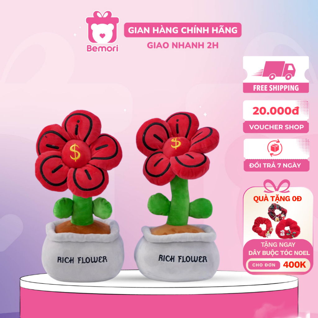Gấu Bông Chậu Hoa Đồng Tiền BEMORI Hoa Nhồi Bông Làm Quà Tặng Cao Cấp